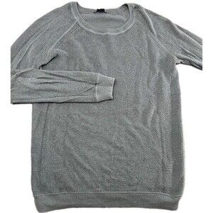 Theory Waffle Knit Top Cotton Cashmere Green Long Sleeve Crew Neck Size P (XS)